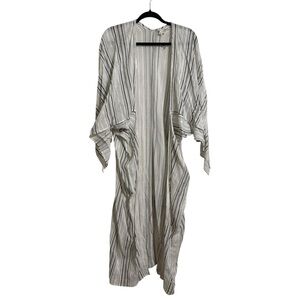 Striped Open Front Kimono I Size: L